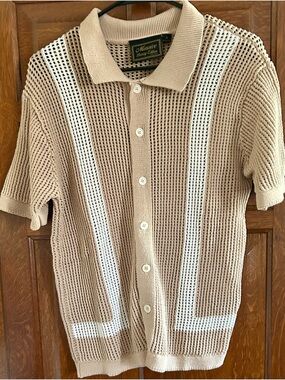 Massive Luxury Edition Men’s M Open Knit Button Front Polo Shirt